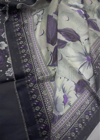 3 Piece Printed Black Color Unstitched Suit