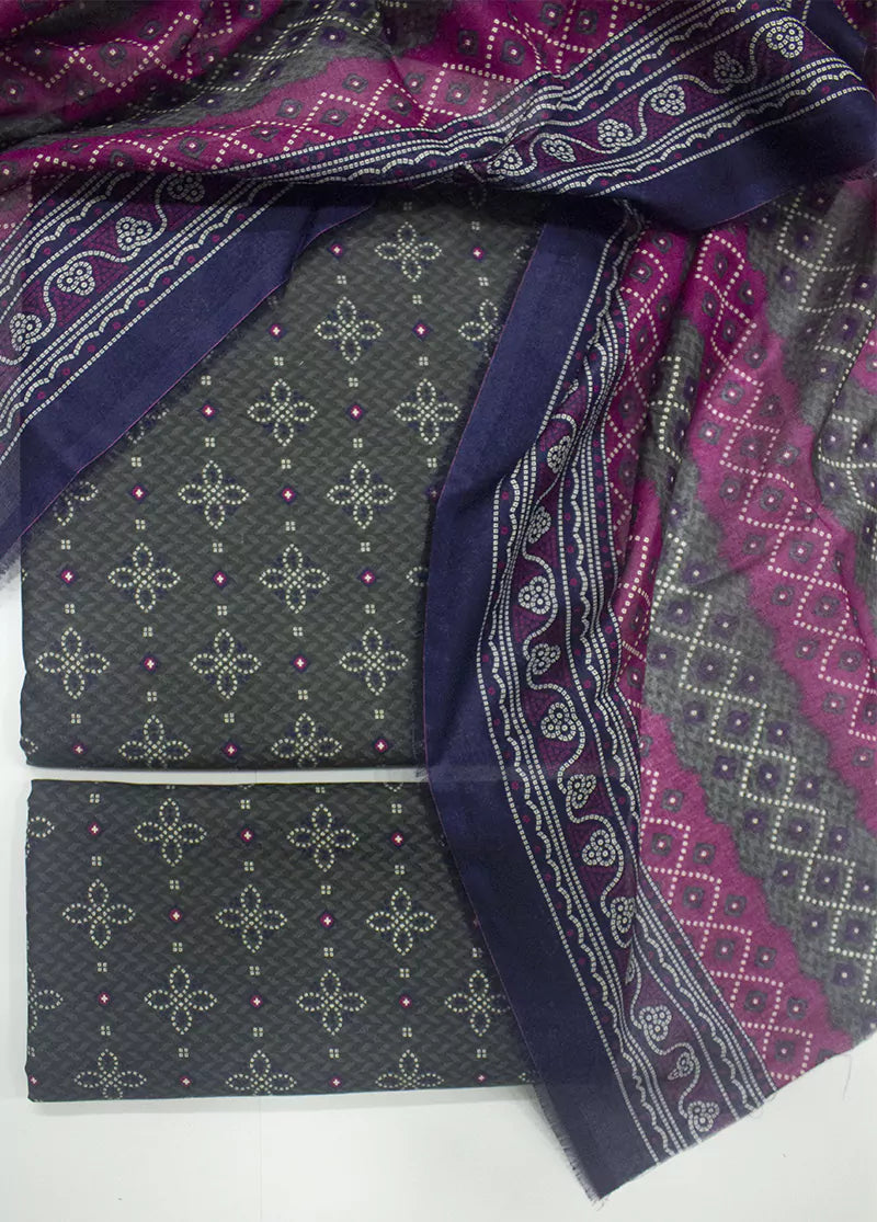 3 Piece Printed MultiColor Unstitched Suit