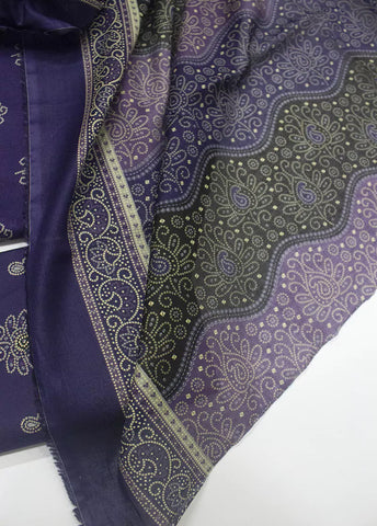 3 Piece Printed Purple Color Unstitched Suit