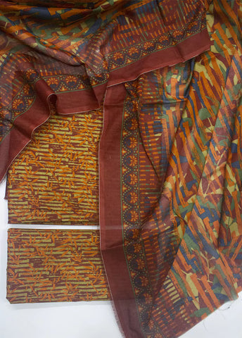 3 Piece Printed MultiColor Unstitched Suit