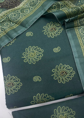 3 Piece Printed Teal Color Unstitched Suit