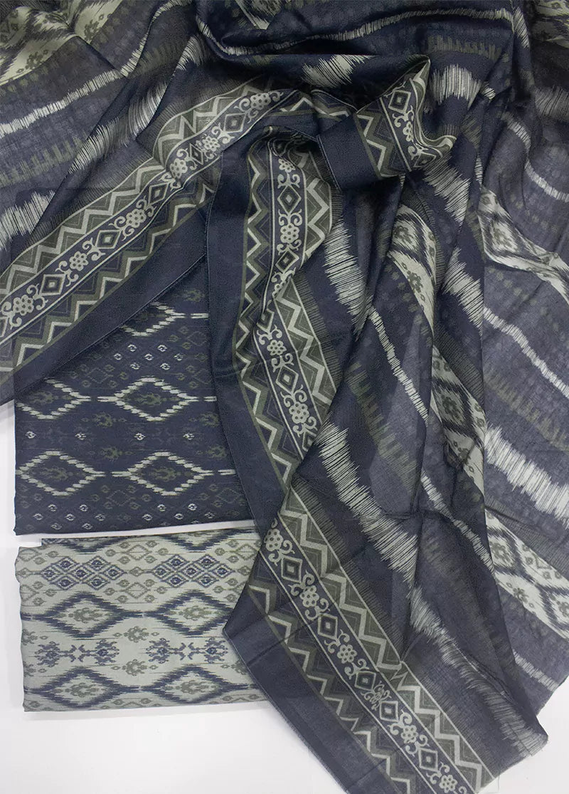 3 Piece Printed MultiColor Unstitched Suit