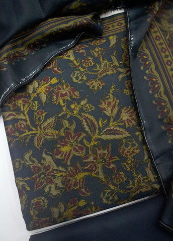 3 Piece Printed Teal Color Unstitched Suit