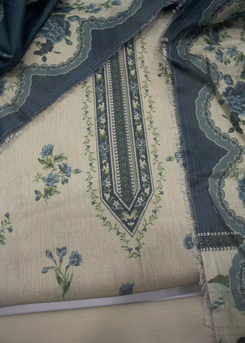 3 Piece Printed Ivory Color Unstitched Suit