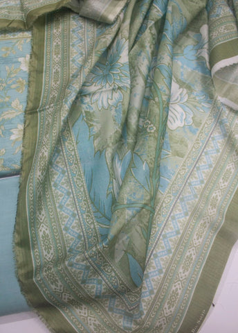 3 Piece Printed Pastel Blue Color Unstitched Suit