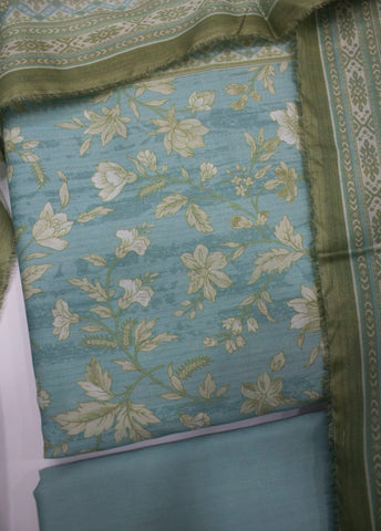3 Piece Printed Pastel Blue Color Unstitched Suit