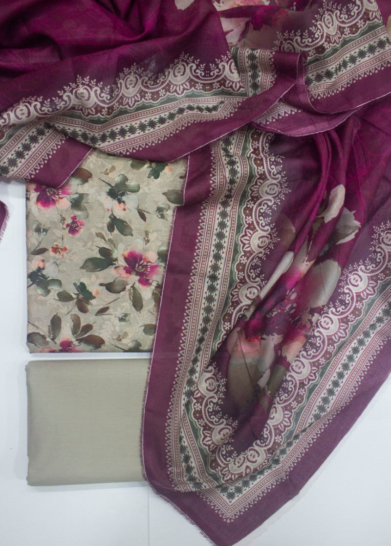 3 Piece Printed MultiColor Unstitched Suit