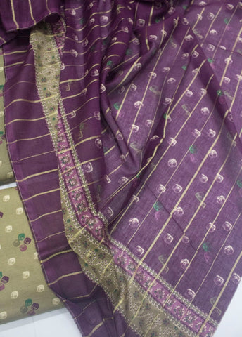 3 Piece Printed Pista Green Color Unstitched Suit