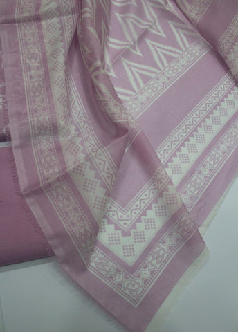 3 Piece Printed Muave Color Unstitched Suit