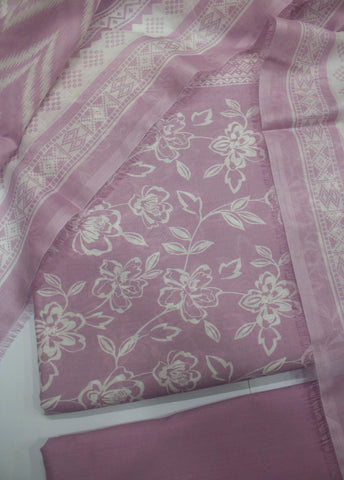 3 Piece Printed Muave Color Unstitched Suit