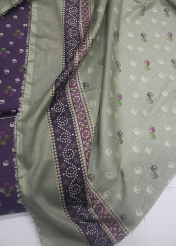 3 Piece Printed Purple Color Unstitched Suit