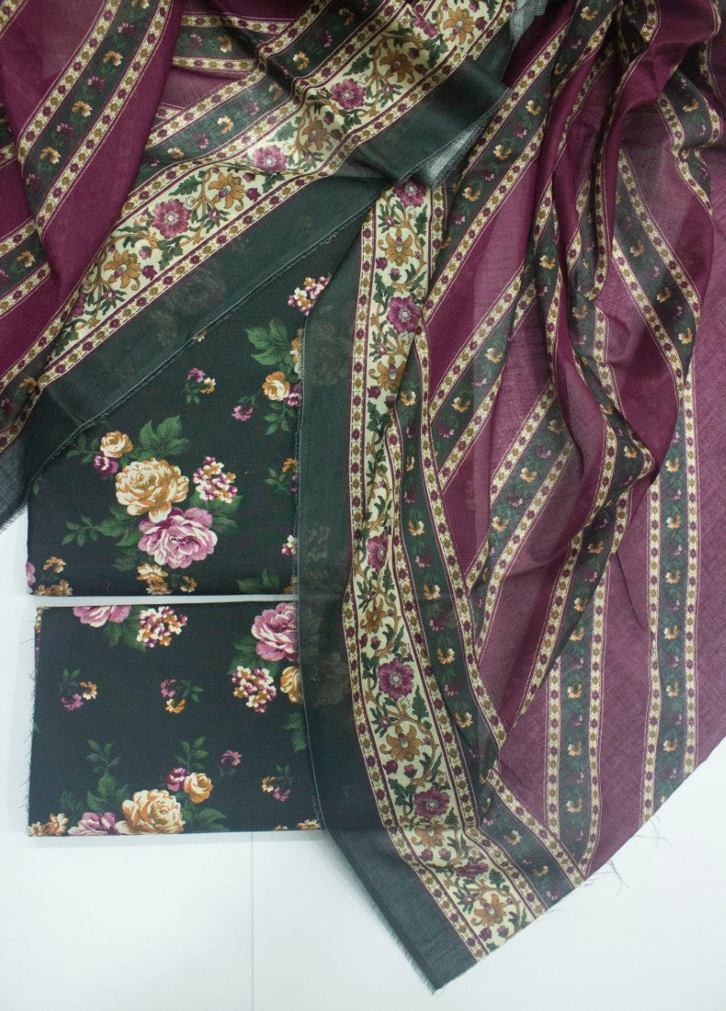 3 Piece Printed MultiColor Unstitched Suit