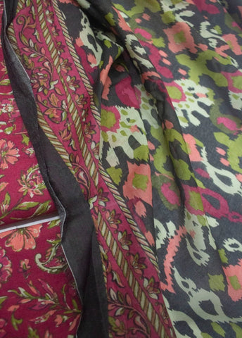 3 Piece Printed MultiColor Unstitched Suit