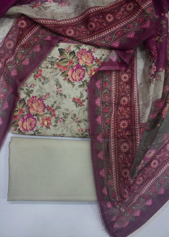 3 Piece Printed MultiColor Unstitched Suit