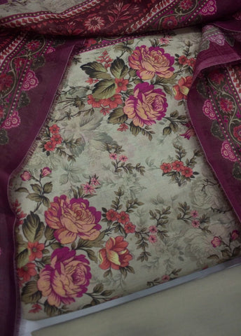 3 Piece Printed MultiColor Unstitched Suit