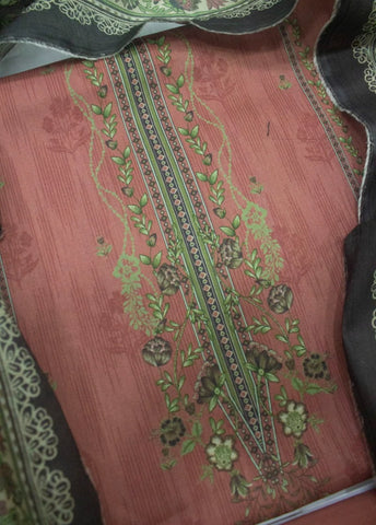 3 Piece Digital Printed Peach Color Unstitched Suit