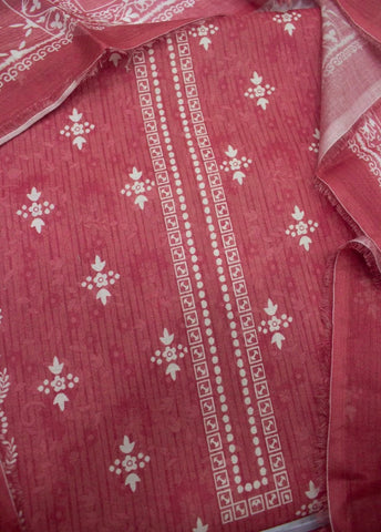 3 Piece Digital Printed Coral Pink Color Unstitched Suit