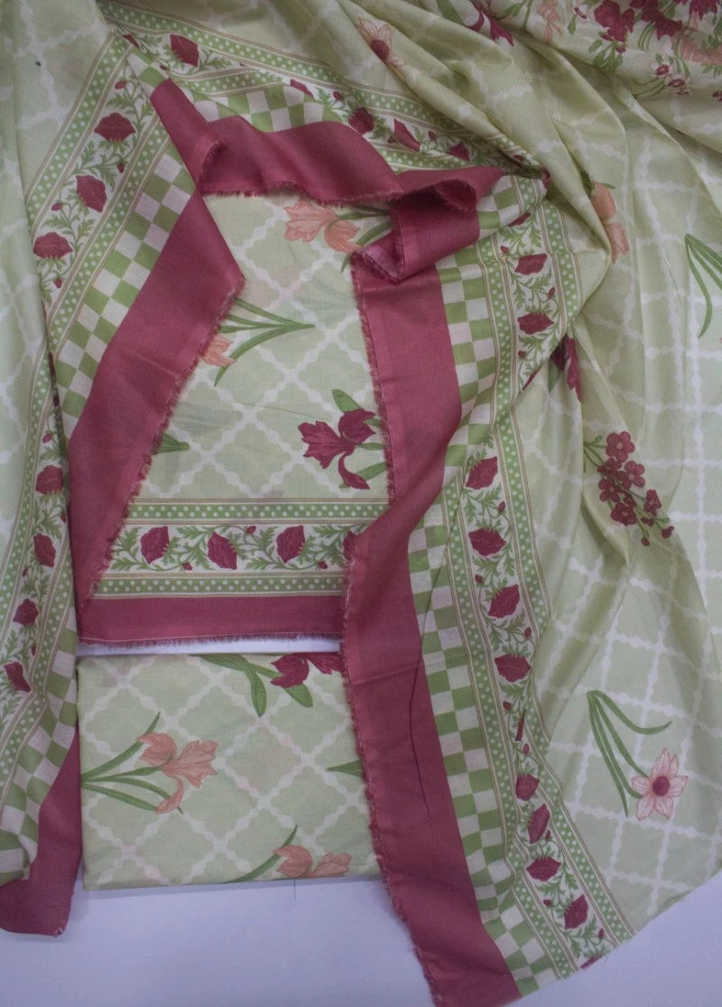 3 Piece Digital Printed MultiColor Unstitched Suit