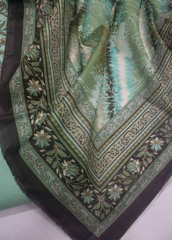 3 Piece Digital Printed Mint Green Color Unstitched Suit