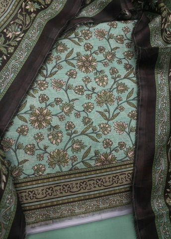 3 Piece Digital Printed Mint Green Color Unstitched Suit