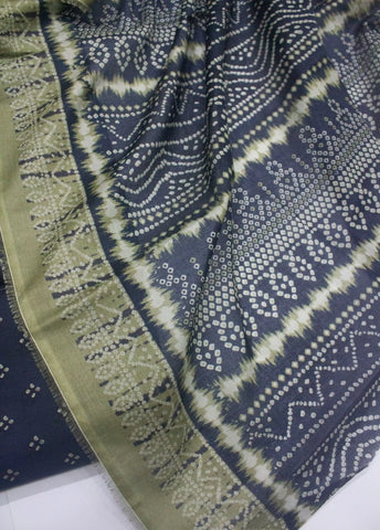 3 Piece Digital Printed Navy Blue Color Unstitched Suit