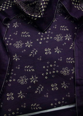 3 Piece Digital Printed Purple Color Unstitched Suit