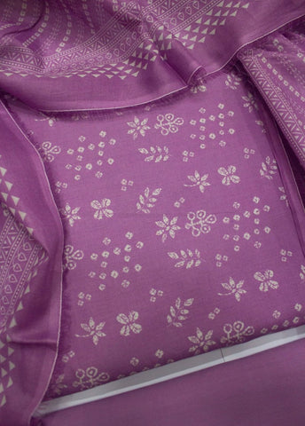 3 Piece Digital Printed Lilac Color Unstitched Suit
