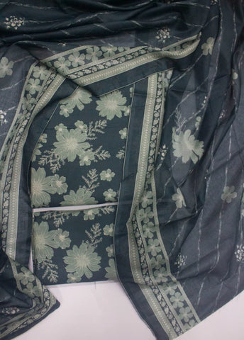 3 Piece Digital Printed Blue Color Unstitched Suit