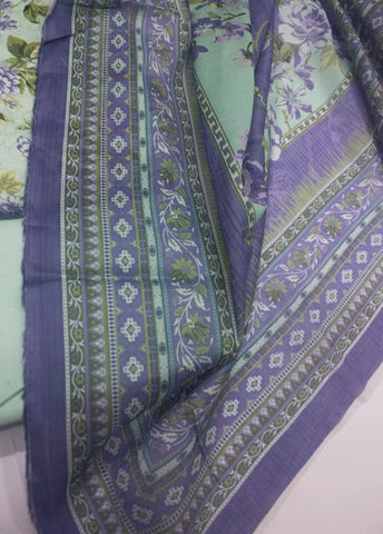 3 Piece Digital Printed Mint Green Color Unstitched Suit