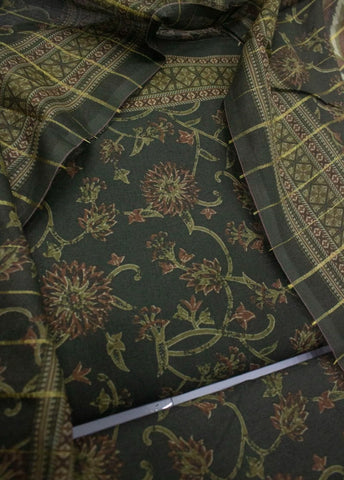 3 Piece Digital Printed Green Color Unstitched Suit