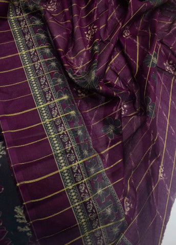 3 Piece Digital Printed Black Color Unstitched Suit