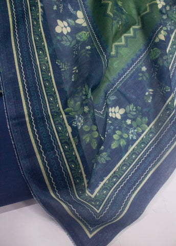 3 Piece Digital Printed Blue Color Unstitched Suit