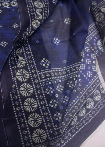 3 Piece Digital Printed Navy Blue Color Unstitched Suit