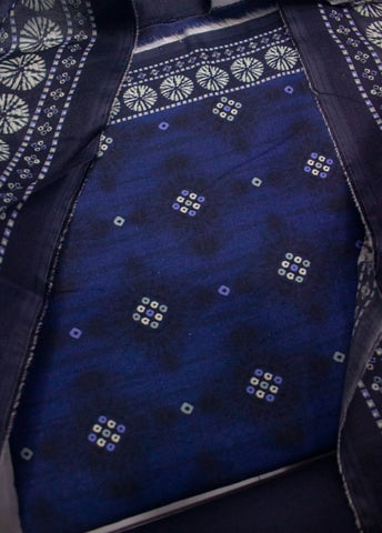 3 Piece Digital Printed Navy Blue Color Unstitched Suit