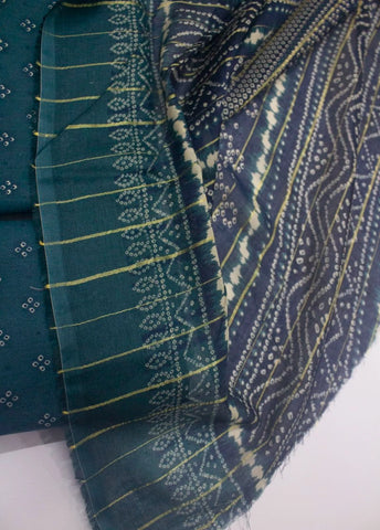 3 Piece Digital Printed Teal Color Unstitched Suit