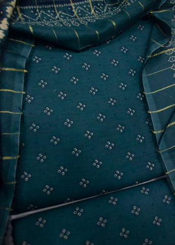 3 Piece Digital Printed Teal Color Unstitched Suit