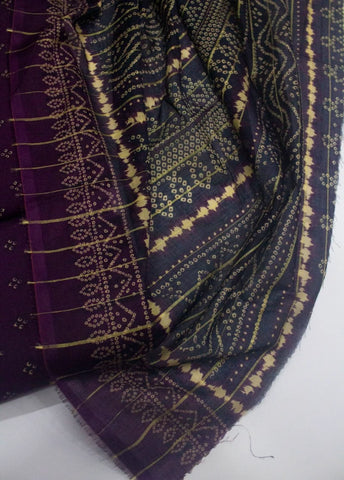 3 Piece Digital Printed Plum Color Unstitched Suit