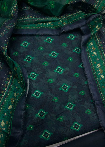3 Piece Digital Printed Teal Color Unstitched Suit