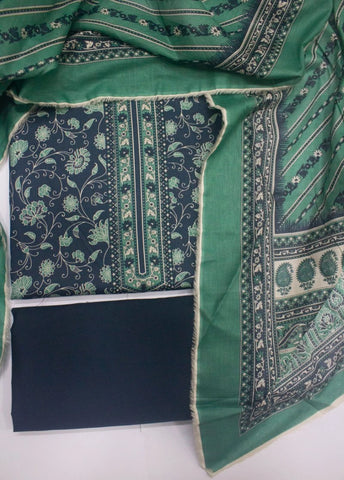 3 Piece Digital Printed Blue Color Unstitched Suit