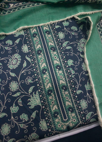 3 Piece Digital Printed Blue Color Unstitched Suit