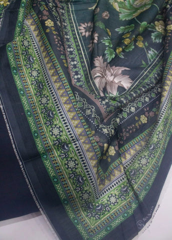 3 Piece Digital Printed Navy Blue Color Unstitched Suit