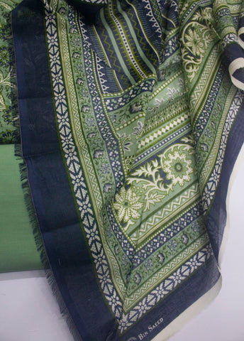 3 Piece Digital Printed Mint Green Color Unstitched Suit