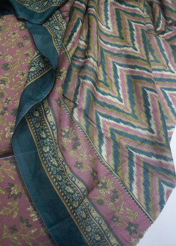 3 Piece Digital Printed Muave Color Unstitched Suit