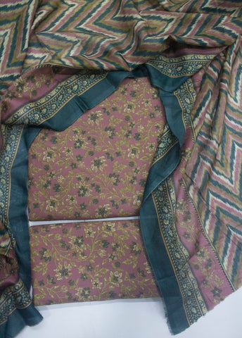 3 Piece Digital Printed Muave Color Unstitched Suit