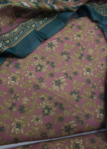 3 Piece Digital Printed Muave Color Unstitched Suit