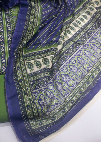 3 Piece Digital Printed Green Color Unstitched Suit