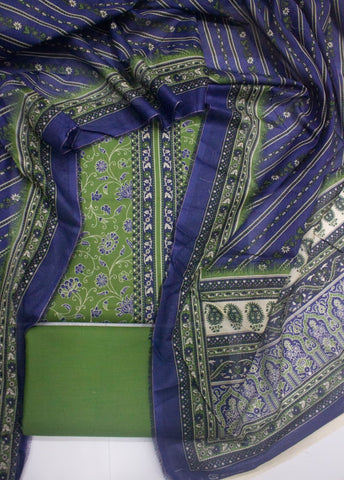 3 Piece Digital Printed Green Color Unstitched Suit