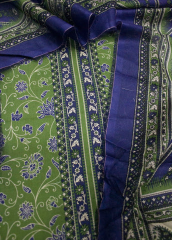 3 Piece Digital Printed Green Color Unstitched Suit