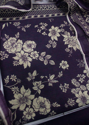 3 Piece Digital Printed Purple Color Unstitched Suit