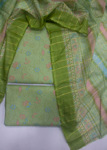 3 Piece Digital Printed Pastel Green Color Unstitched Suit